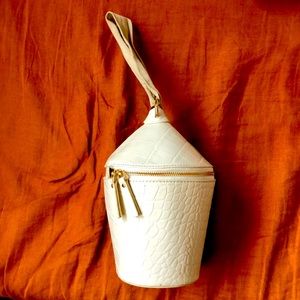Staud white bucket bag